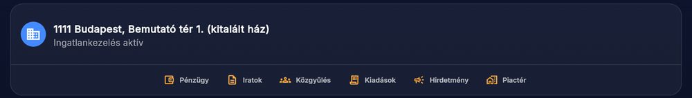 A ház gombjai: Pénzügy, Iratok, Közgyűlés…